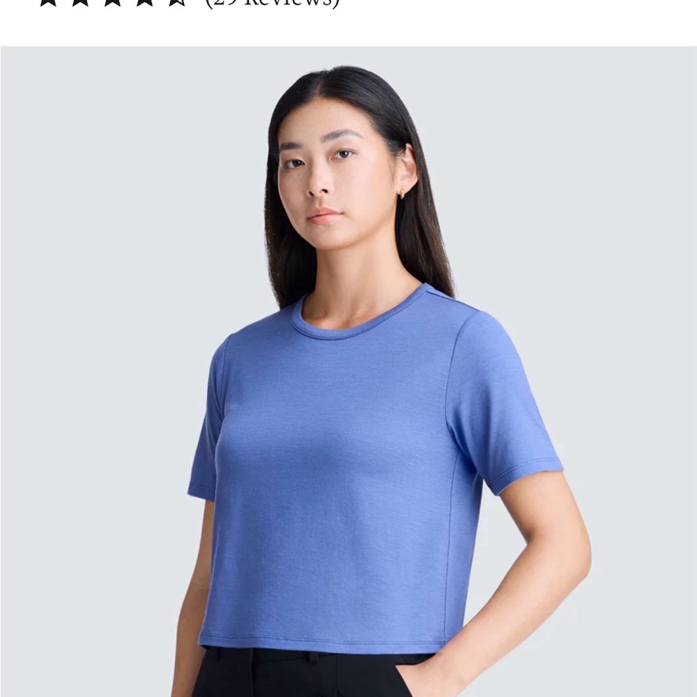 Unbound Merino Blue Short Sleeve Boxy Cropped Tee